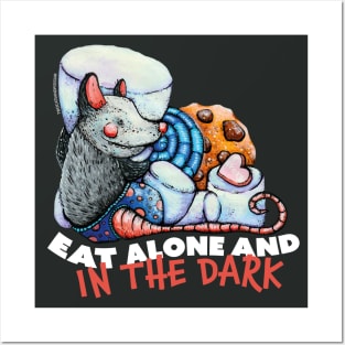 Funny opossum with sweets eat alone and in the dark Posters and Art